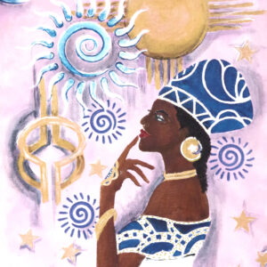 'Is Or' from the Hue & Heritage Collection – a bold contemporary painting merging abstract design with intricate traditional patterns.