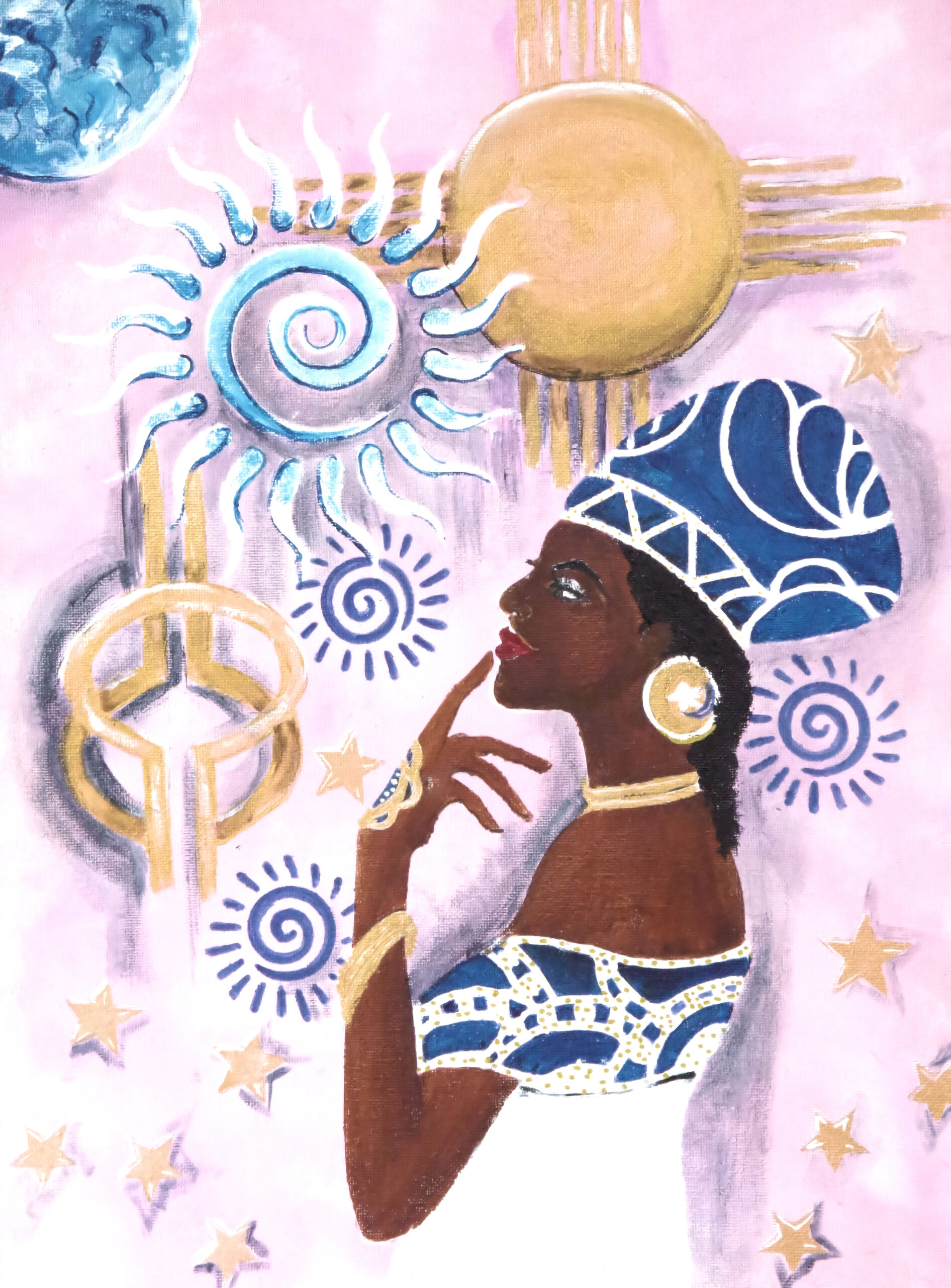 'Is Or' from the Hue & Heritage Collection – a bold contemporary painting merging abstract design with intricate traditional patterns.