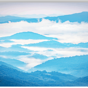 Photograph of fog-filled valleys below Whitetop Mountain in Grayson County, Virginia.
