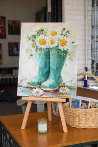 2026 May Boots and Bloom Theme Sip N Paint Original Image by